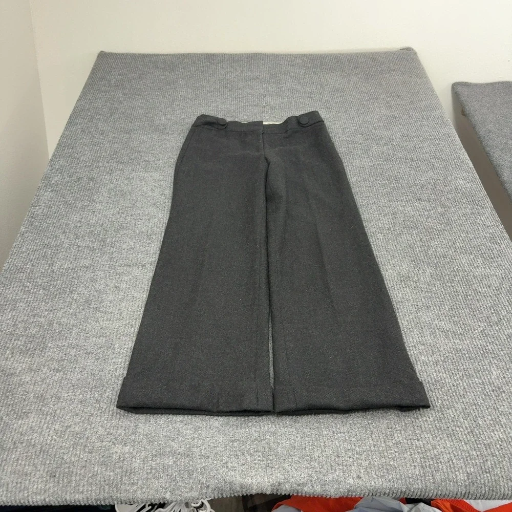 J Crew Pants Women 6 Grey Wool Favorite Fit Wide Leg Trouser Career Classic